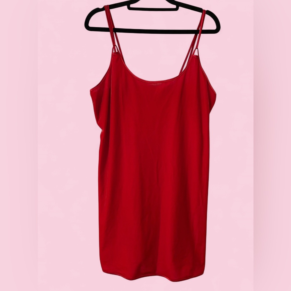 Vintage California Miss Red Slip Dress |Double Straps | size M | 90s lingerie